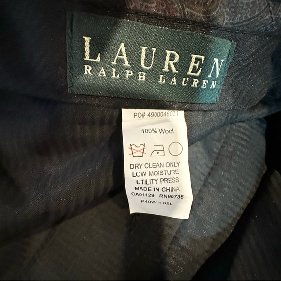 Lauren Ralph Lauren Men’s Navy Blue Windowpane 2-Pc Wool Suit ~ Size 48R ~ 40x32 - Picture 11 of 16